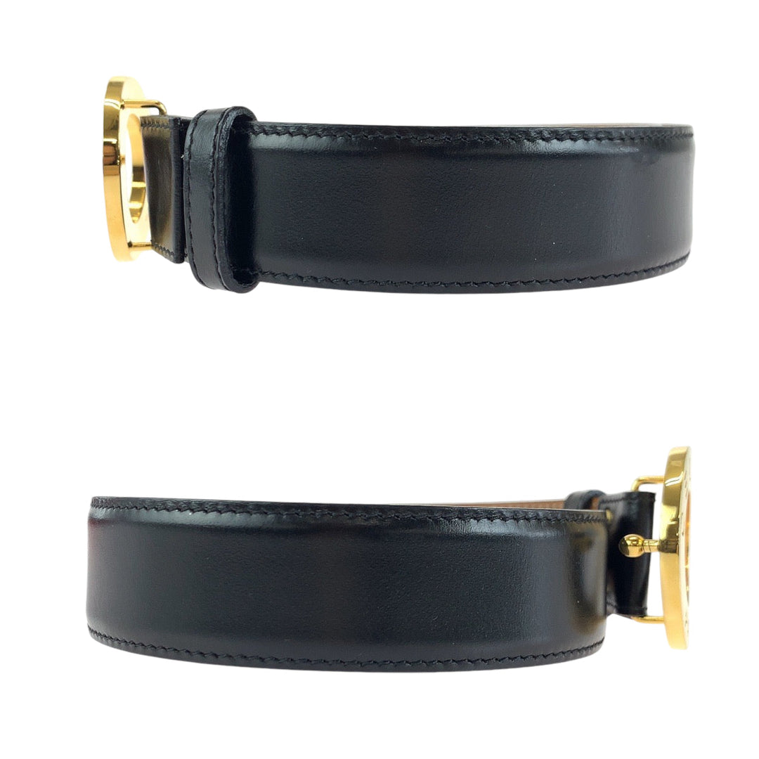 CELINE belt leather black Belt buckle Circle logo Women No Size (See Description) Used Authentic