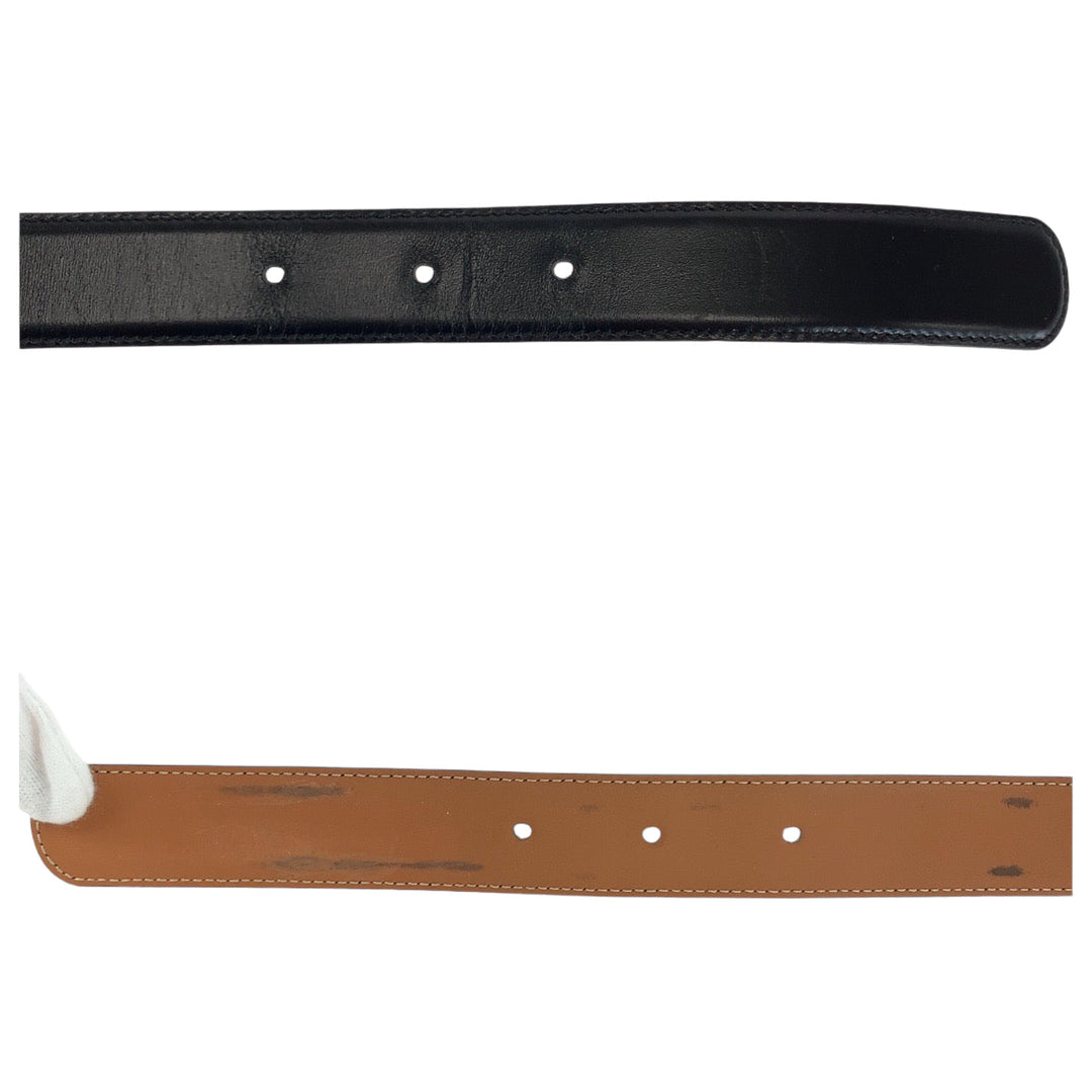 CELINE belt leather black Belt buckle Circle logo Women No Size (See Description) Used Authentic