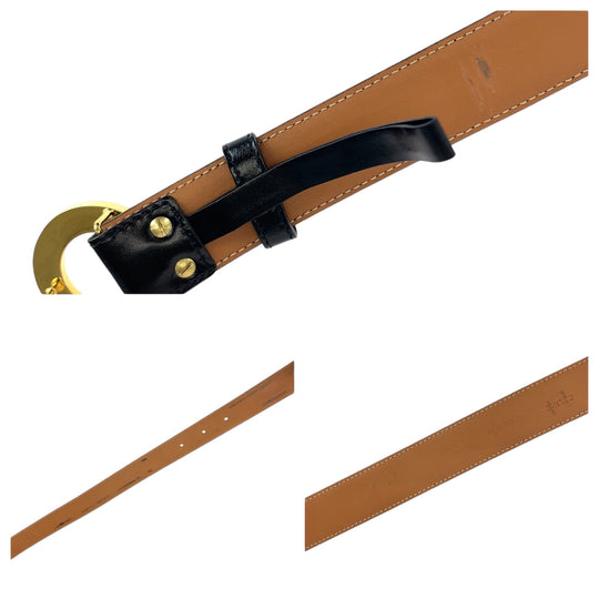 CELINE belt leather black Belt buckle Circle logo Women No Size (See Description) Used Authentic