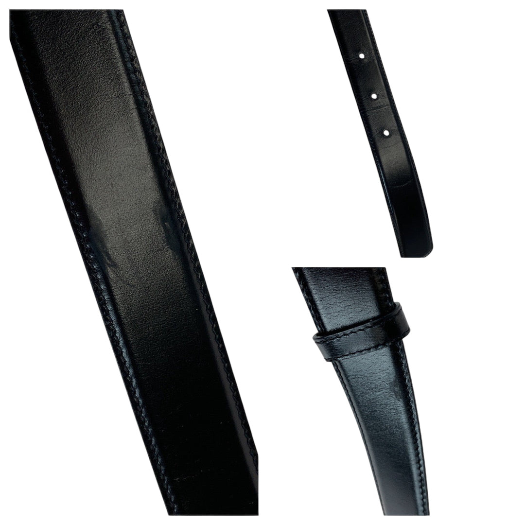 CELINE belt leather black Belt buckle Circle logo Women No Size (See Description) Used Authentic