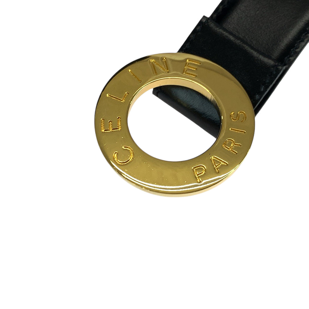 CELINE belt leather black Belt buckle Circle logo Women No Size (See Description) Used Authentic