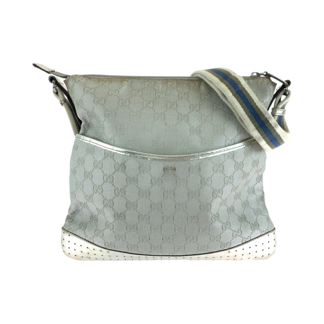 GUCCI Shoulder Bag 145857 GG canvas, enamel Silver SilverMetal Shoulder Bag pochette Women Used Authentic