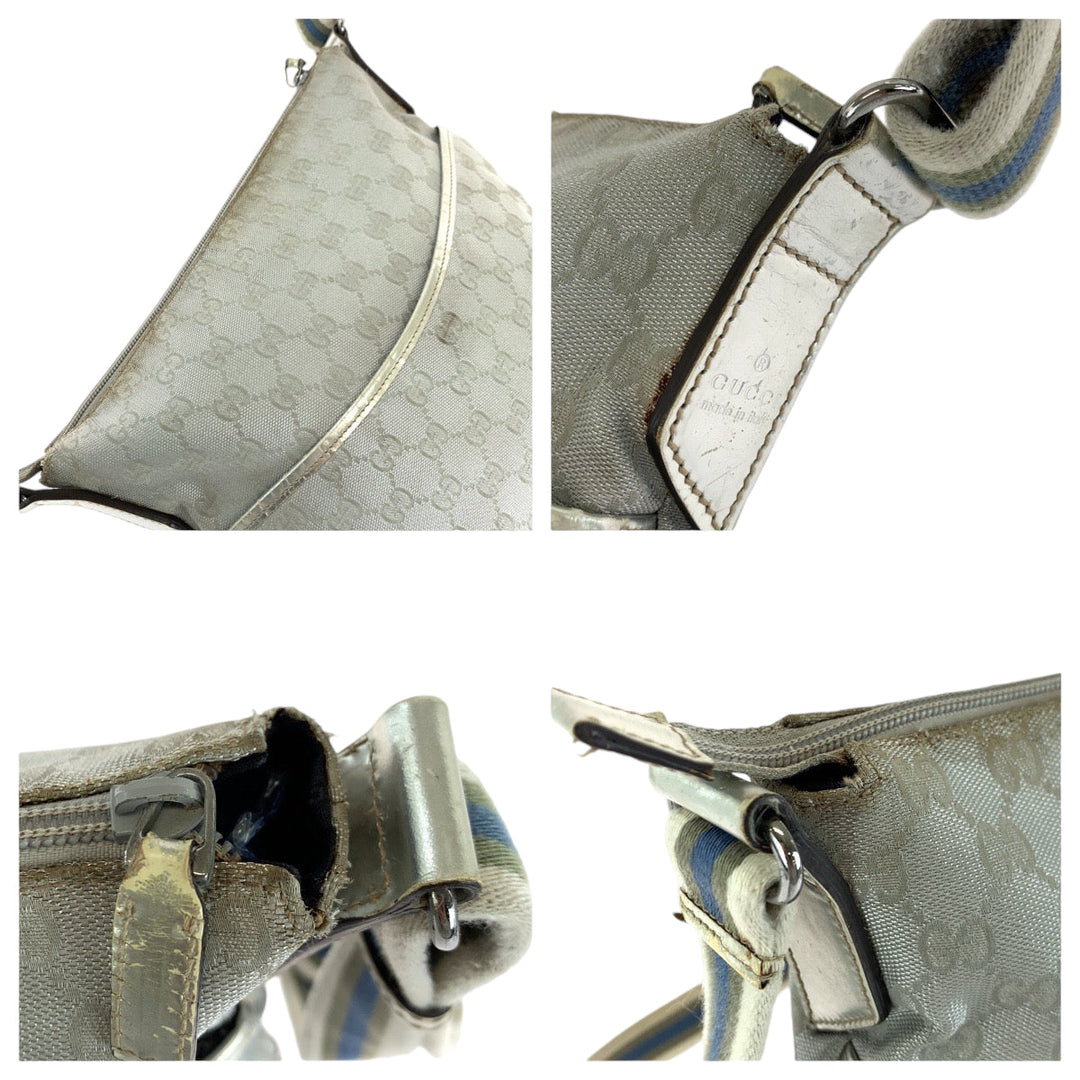 GUCCI Shoulder Bag 145857 GG canvas, enamel Silver SilverMetal Shoulder Bag pochette Women Used Authentic