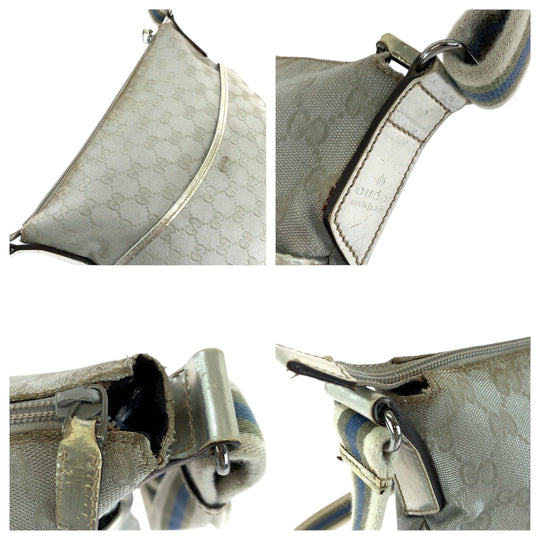 GUCCI Shoulder Bag 145857 GG canvas, enamel Silver SilverMetal Shoulder Bag pochette Women Used Authentic