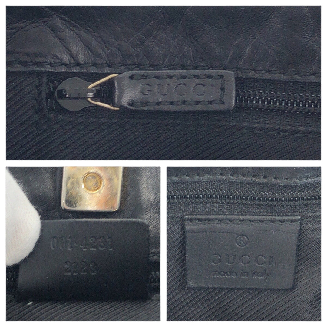 GUCCI Shoulder Bag 001 4231 2123 GG canvas, leather Black GoldMetal Shoulder Bag Women Used Authentic