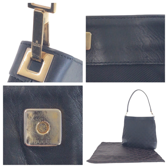 GUCCI Shoulder Bag 001 4231 2123 GG canvas, leather Black GoldMetal Shoulder Bag Women Used Authentic