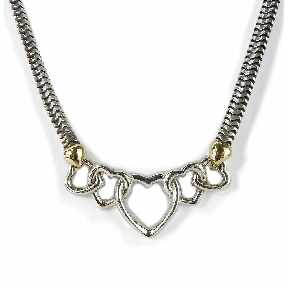 TIFFANY&Co. Necklace Silver925, K18 Yellow Gold Silver heart Women Used Authentic