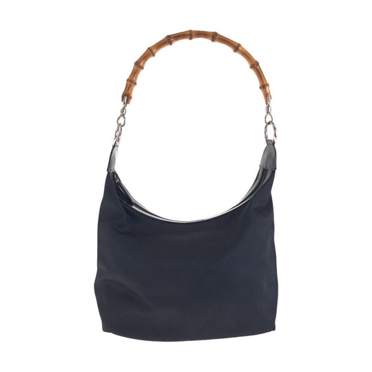 GUCCI Shoulder Bag 000 2855 0531 5 Canvas, Leather Black SilverMetal Shoulder Bag Hobo Bamboo Women Used Authentic
