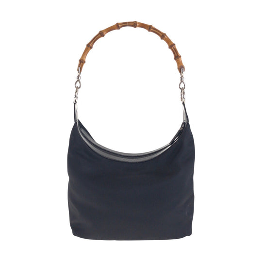 GUCCI Shoulder Bag 000 2855 0531 5 Canvas, Leather Black SilverMetal Shoulder Bag Hobo Bamboo Women Used Authentic