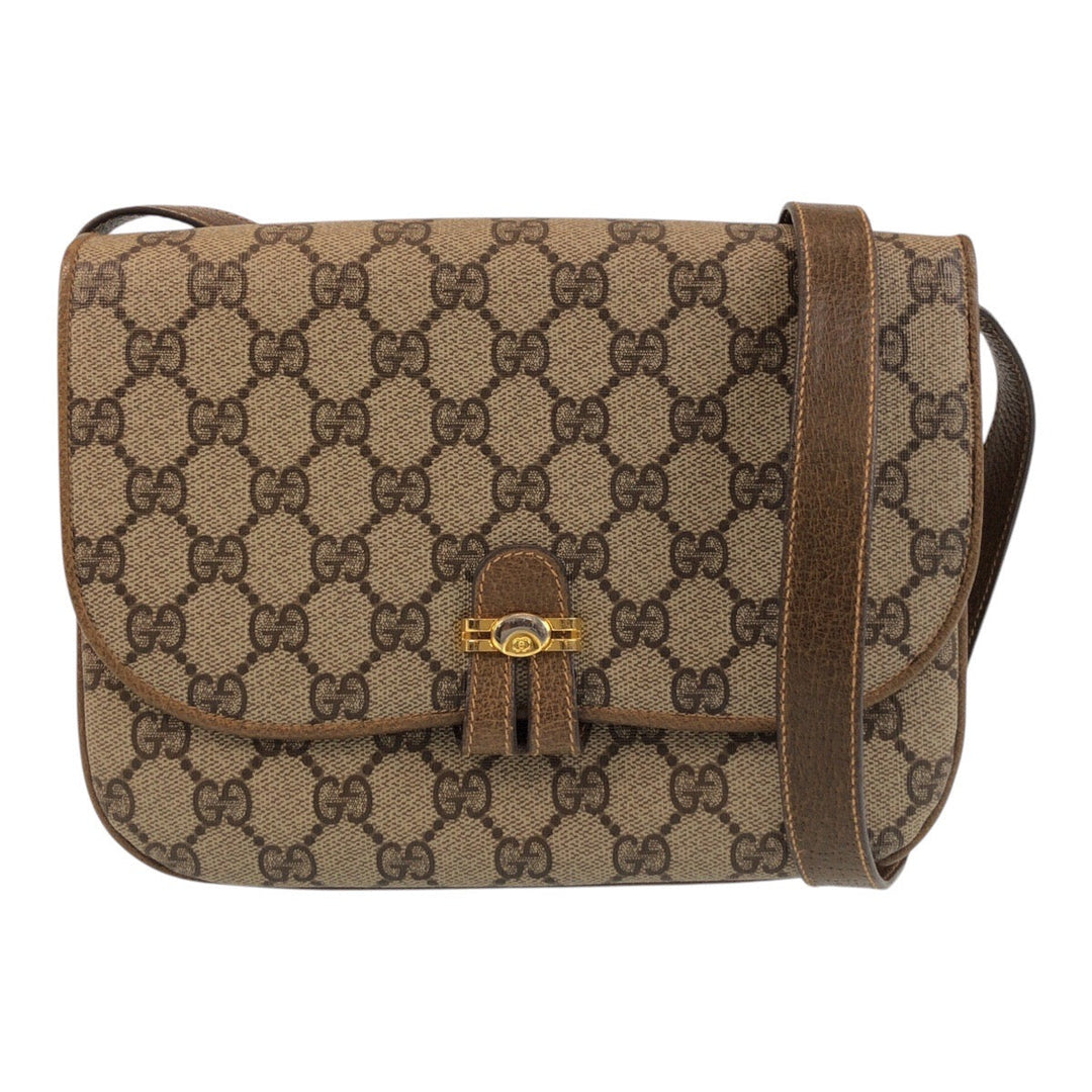 GUCCI Shoulder Bag 001 406 1780 GG Supreme canvas, leather Brown Gold Metal Crossbody Shoulder Bag Messenger Bag Old Gucci Women Used Authentic