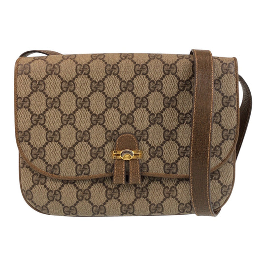 GUCCI Shoulder Bag 001 406 1780 GG Supreme canvas, leather Brown Gold Metal Crossbody Shoulder Bag Messenger Bag Old Gucci Women Used Authentic