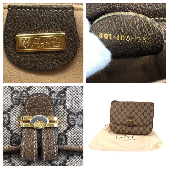 GUCCI Shoulder Bag 001 406 1780 GG Supreme canvas, leather Brown Gold Metal Crossbody Shoulder Bag Messenger Bag Old Gucci Women Used Authentic