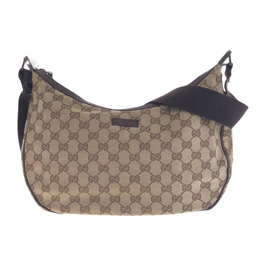 GUCCI Shoulder Bag 122790 GG canvas, leather Brown Brown Pochette Women Used Authentic