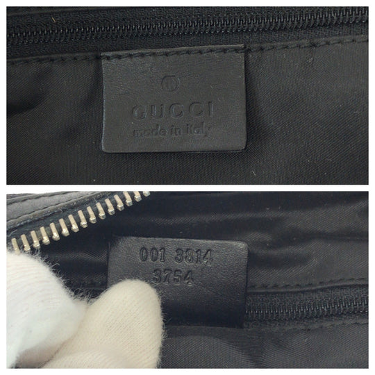 GUCCI Shoulder Bag 001 3814 GG canvas Black SilverMetal Hobo Shoulder Bag Women Used Authentic