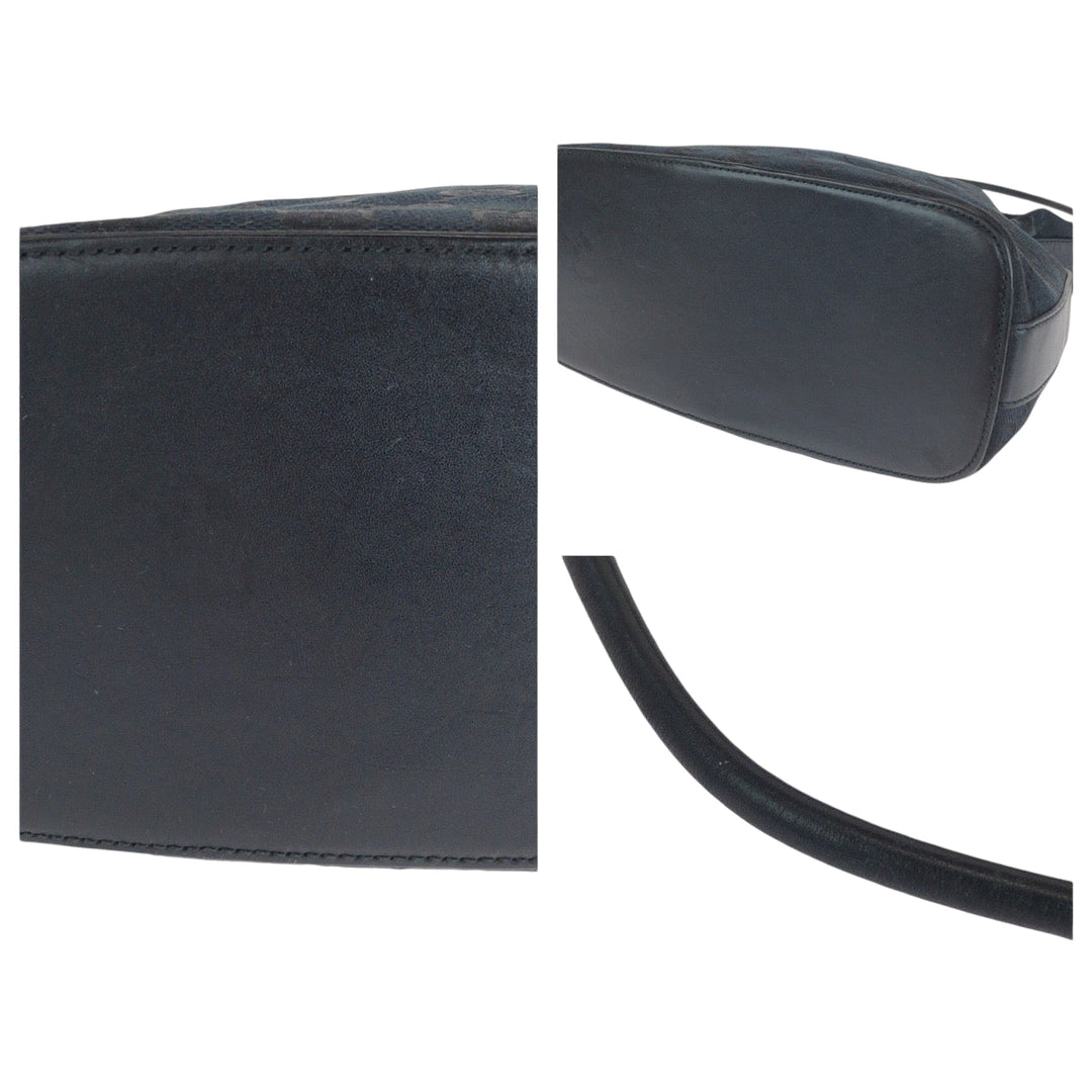 GUCCI Shoulder Bag 001 3814 GG canvas Black SilverMetal Hobo Shoulder Bag Women Used Authentic