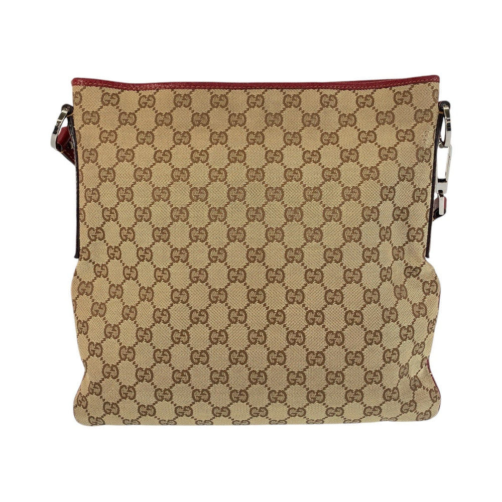 GUCCI Shoulder Bag 113013 GG canvas, leather Beige red Shoulder Bag Messenger bag Women Used Authentic