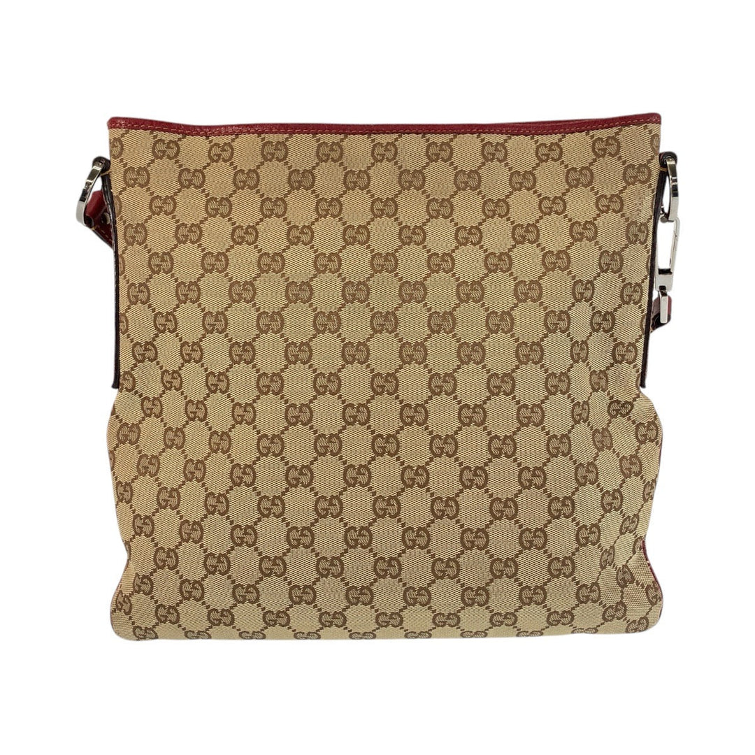 GUCCI Shoulder Bag 113013 GG canvas, leather Beige red Shoulder Bag Messenger bag Women Used Authentic