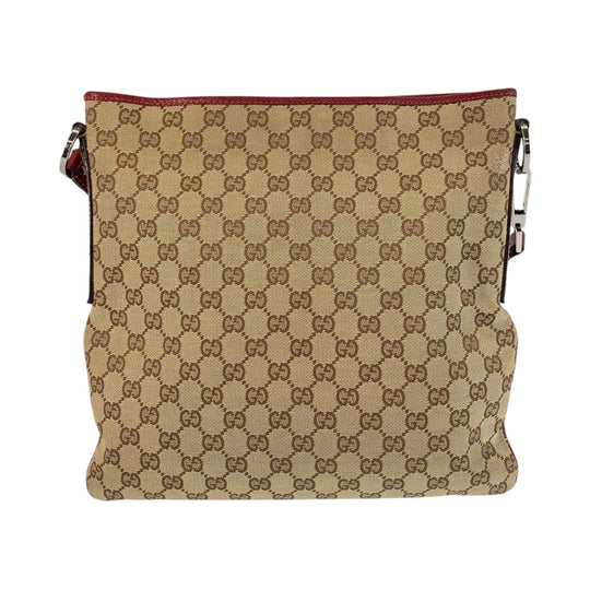 GUCCI Shoulder Bag 113013 GG canvas, leather Beige red Shoulder Bag Messenger bag Women Used Authentic
