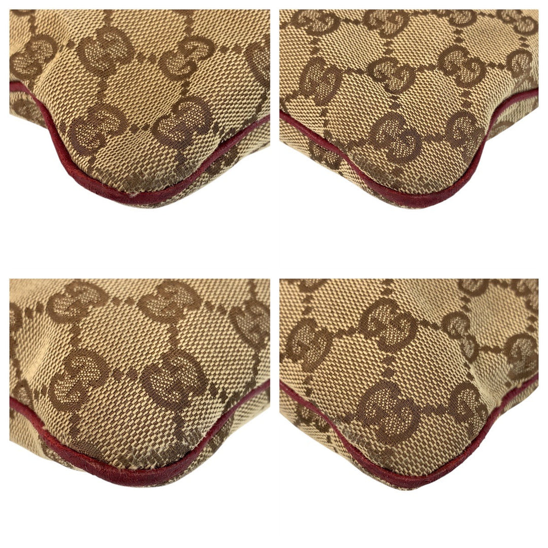 GUCCI Shoulder Bag 113013 GG canvas, leather Beige red Shoulder Bag Messenger bag Women Used Authentic