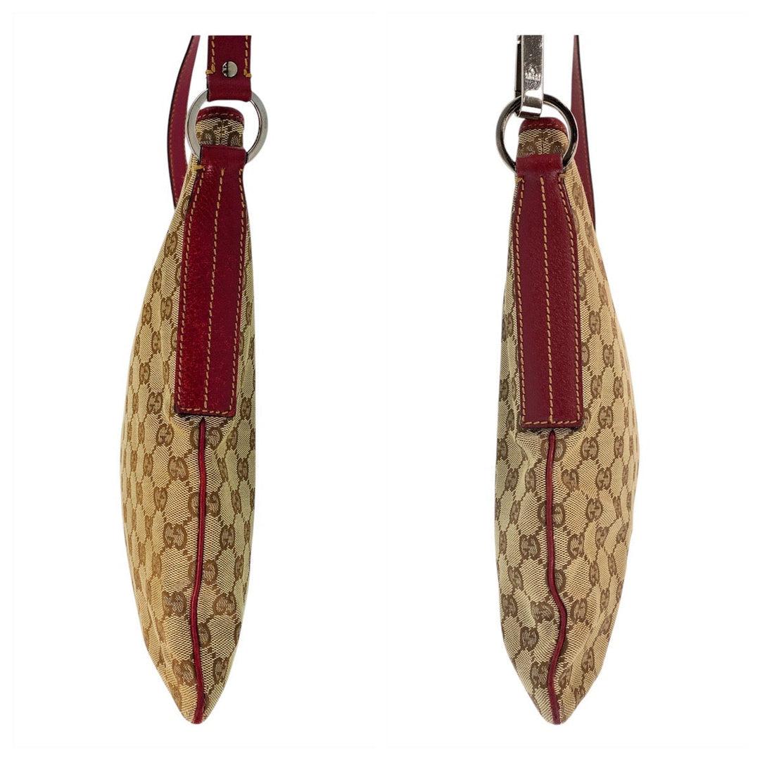 GUCCI Shoulder Bag 113013 GG canvas, leather Beige red Shoulder Bag Messenger bag Women Used Authentic