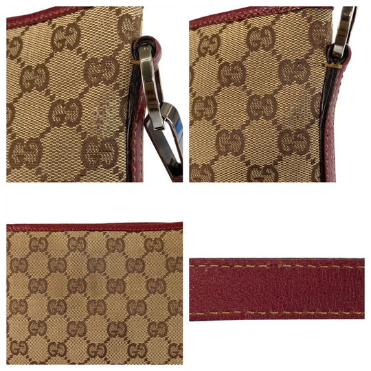 GUCCI Shoulder Bag 113013 GG canvas, leather Beige red Shoulder Bag Messenger bag Women Used Authentic