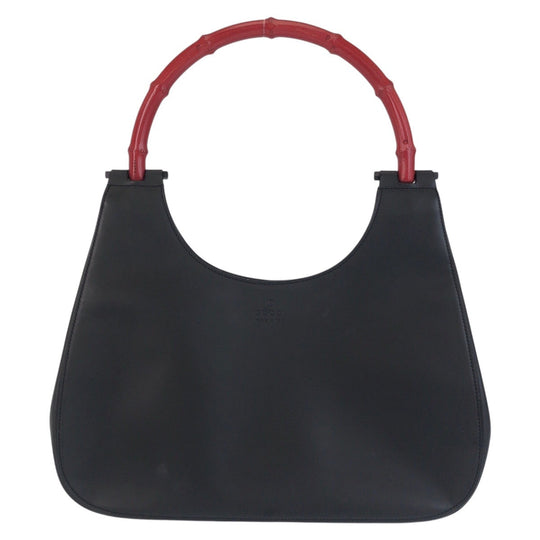GUCCI Shoulder Bag 001 3739 Leather, Bamboo Black black red Shoulder Bag Hobo Bamboo Women Used Authentic