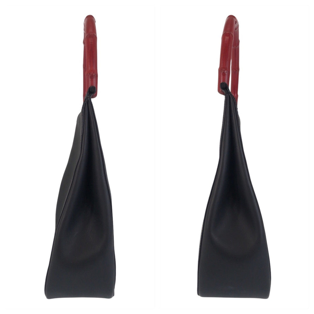 GUCCI Shoulder Bag 001 3739 Leather, Bamboo Black black red Shoulder Bag Hobo Bamboo Women Used Authentic