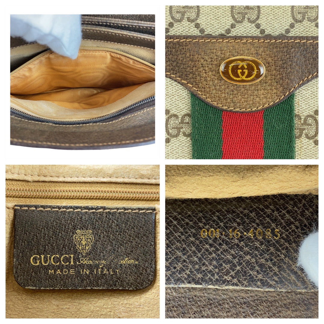 GUCCI Shoulder Bag 001 16 4035 GG Supreme canvas, leather Brown Gold Metal Crossbody Shoulder Bag Sherry line Old Gucci Women Used Authentic