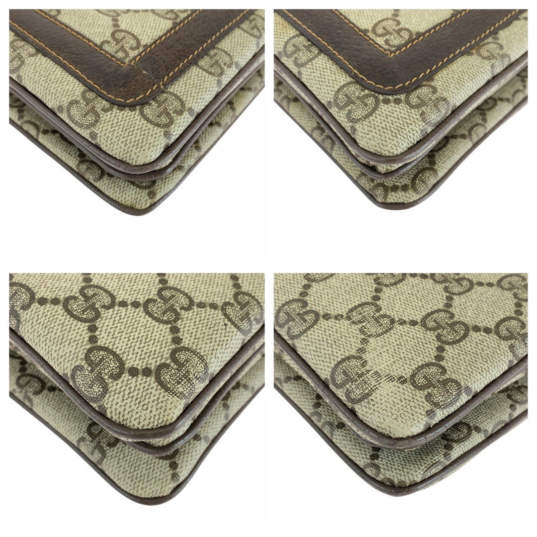 GUCCI Shoulder Bag 001 16 4035 GG Supreme canvas, leather Brown Gold Metal Crossbody Shoulder Bag Sherry line Old Gucci Women Used Authentic