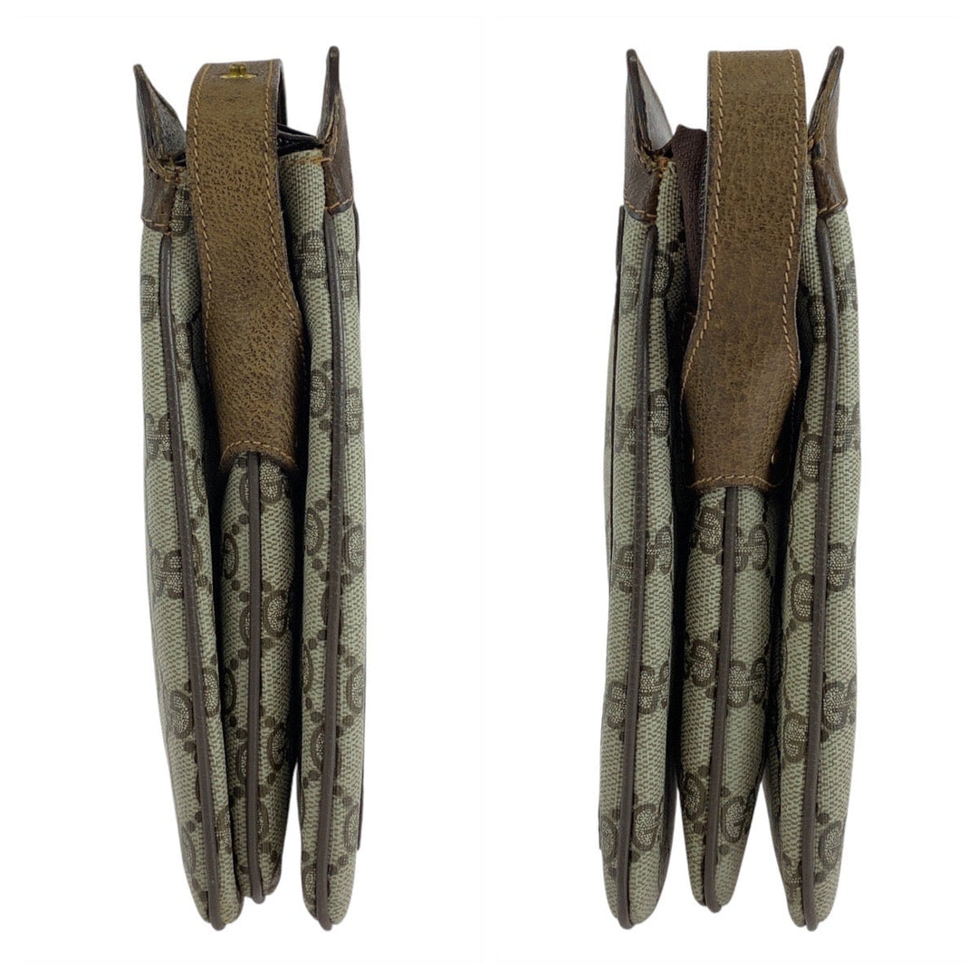 GUCCI Shoulder Bag 001 16 4035 GG Supreme canvas, leather Brown Gold Metal Crossbody Shoulder Bag Sherry line Old Gucci Women Used Authentic