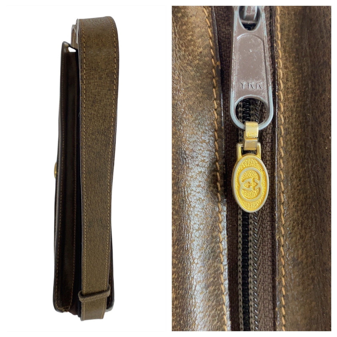 GUCCI Shoulder Bag 001 16 4035 GG Supreme canvas, leather Brown Gold Metal Crossbody Shoulder Bag Sherry line Old Gucci Women Used Authentic