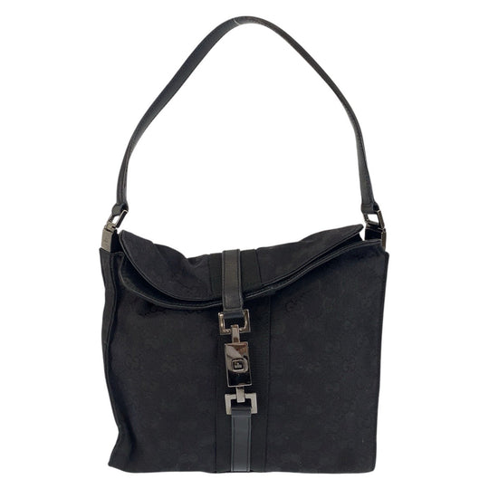 GUCCI Shoulder Bag 001 3734 GG canvas, leather Black black Shoulder Bag Jackie Women Used Authentic