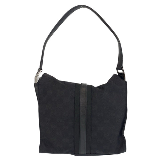 GUCCI Shoulder Bag 001 3734 GG canvas, leather Black black Shoulder Bag Jackie Women Used Authentic