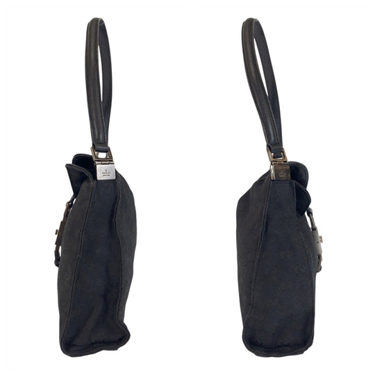 GUCCI Shoulder Bag 001 3734 GG canvas, leather Black black Shoulder Bag Jackie Women Used Authentic
