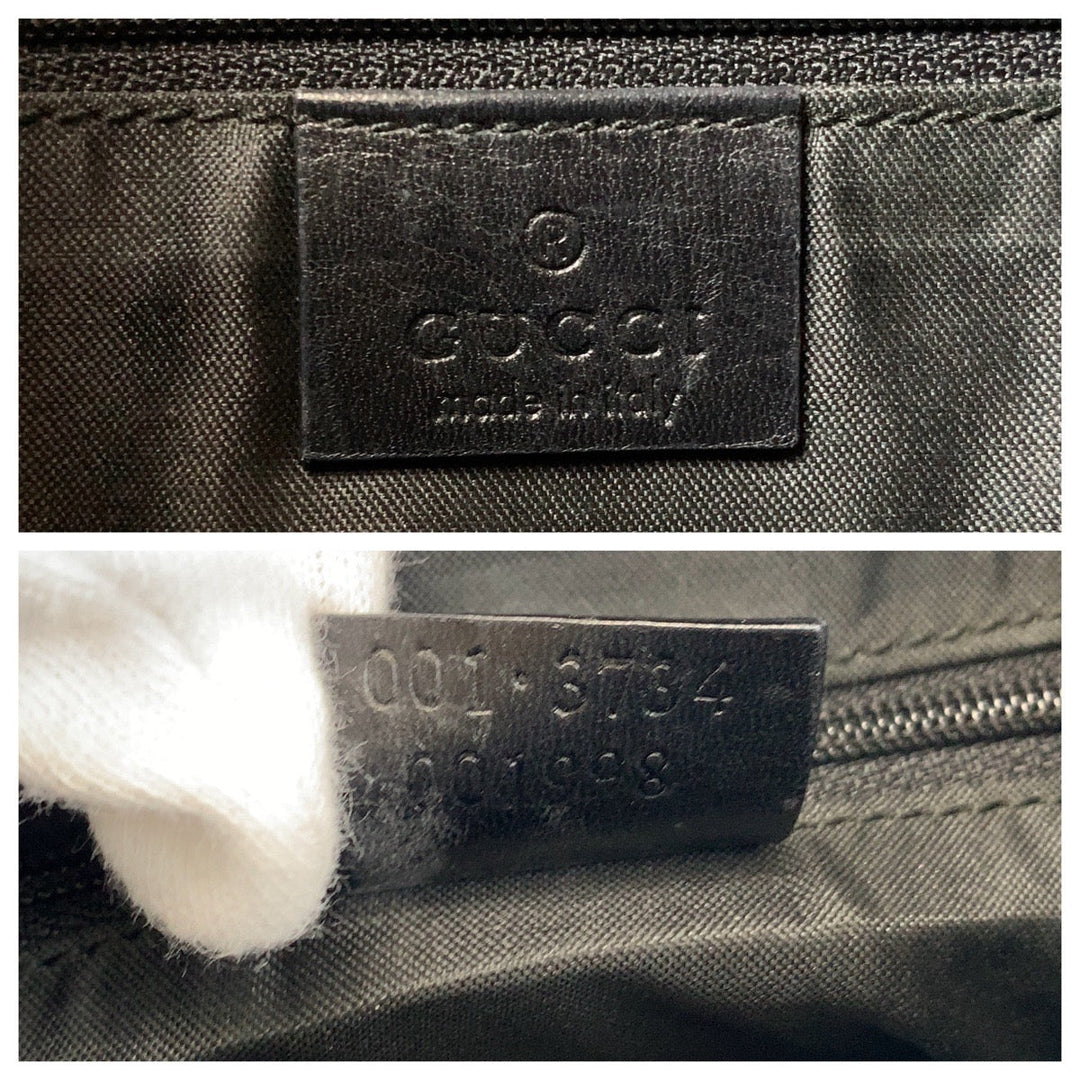 GUCCI Shoulder Bag 001 3734 GG canvas, leather Black black Shoulder Bag Jackie Women Used Authentic
