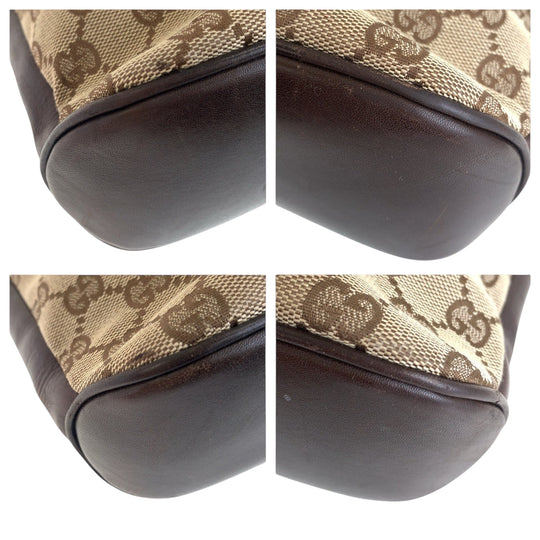 GUCCI Shoulder Bag 109097 GG canvas, leather Brown Gold Metal Shoulder Bag pochette Women Used Authentic