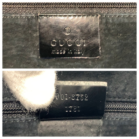 GUCCI Shoulder Bag 001 3752 GG canvas, plastic Black SilverMetal Women Used Authentic