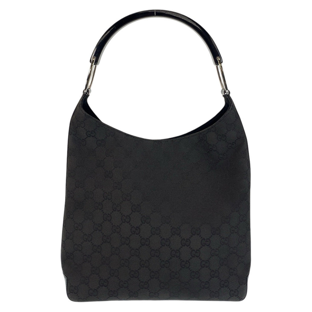 GUCCI Shoulder Bag 001 3752 GG canvas, plastic Black SilverMetal Women Used Authentic