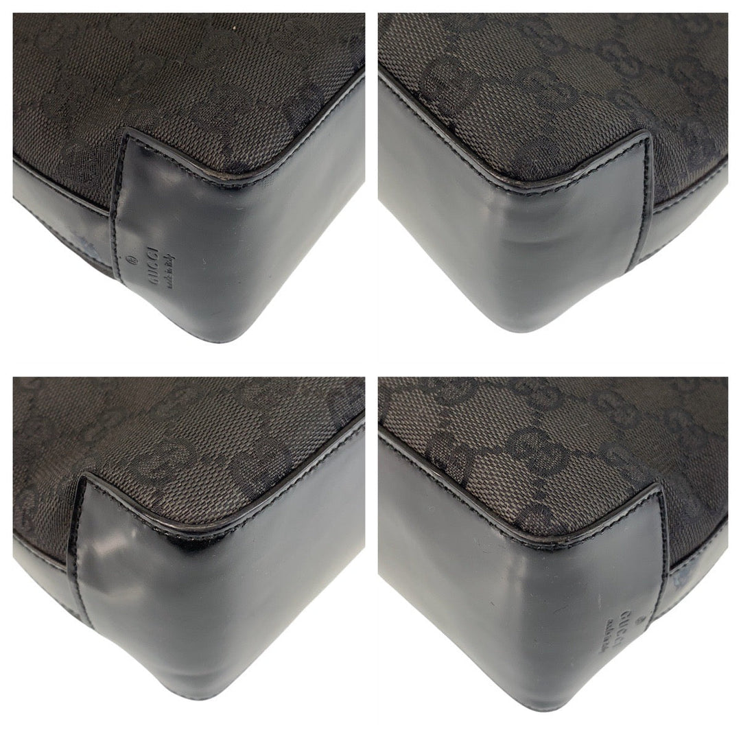 GUCCI Shoulder Bag 001 3752 GG canvas, plastic Black SilverMetal Women Used Authentic