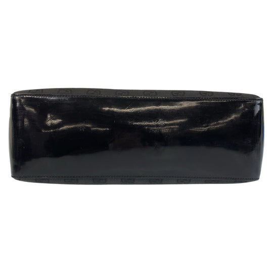 GUCCI Shoulder Bag 001 3752 GG canvas, plastic Black SilverMetal Women Used Authentic