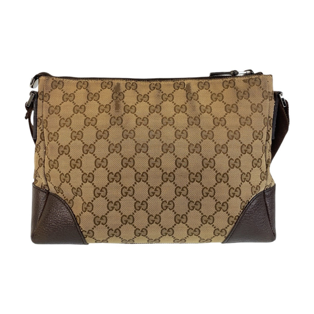 GUCCI Shoulder Bag 114273 GG canvas, leather Brown beige Crossbody Shoulder Bag Messenger Bag Women Used Authentic