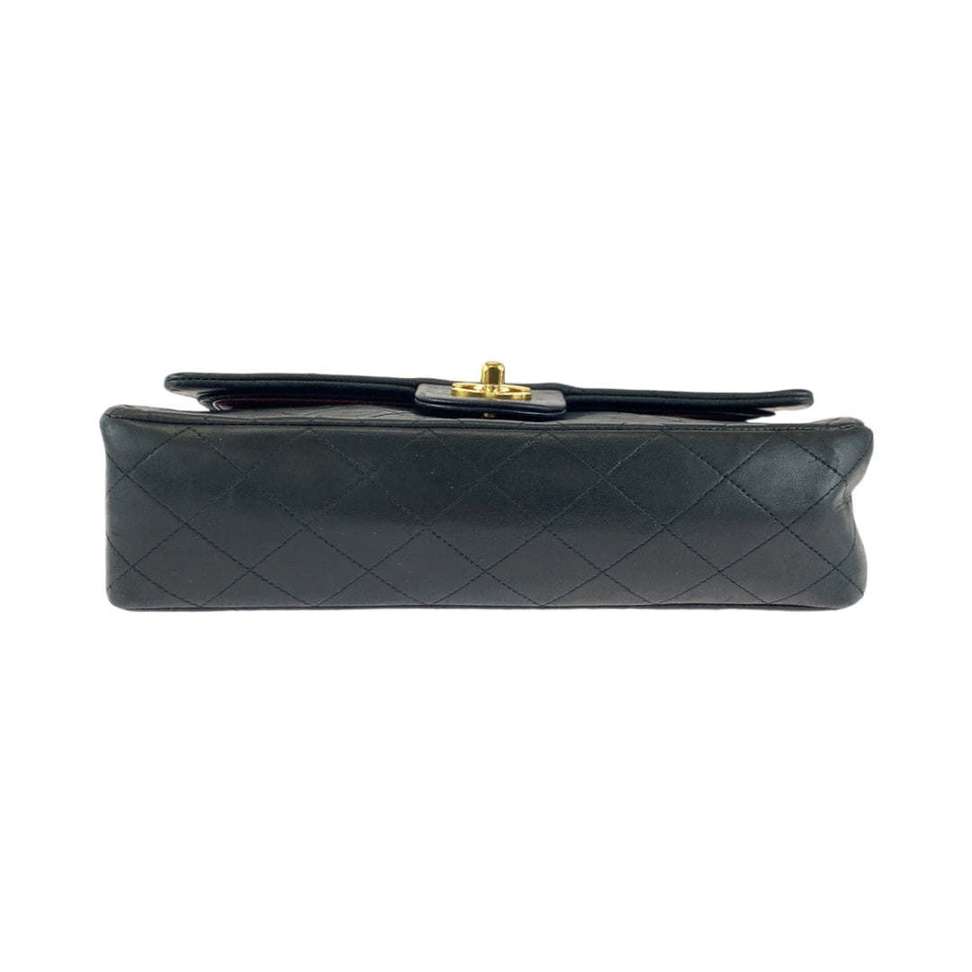 CHANEL Shoulder Bag lambskin Black GoldMetal ChainShoulder Bag Handbag Mattasse double flap COCO Mark Turnlock Women Used Authentic