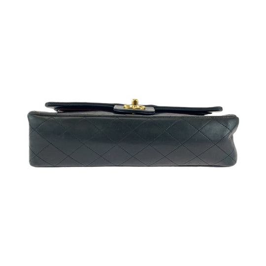 CHANEL Shoulder Bag lambskin Black GoldMetal ChainShoulder Bag Handbag Mattasse double flap COCO Mark Turnlock Women Used Authentic