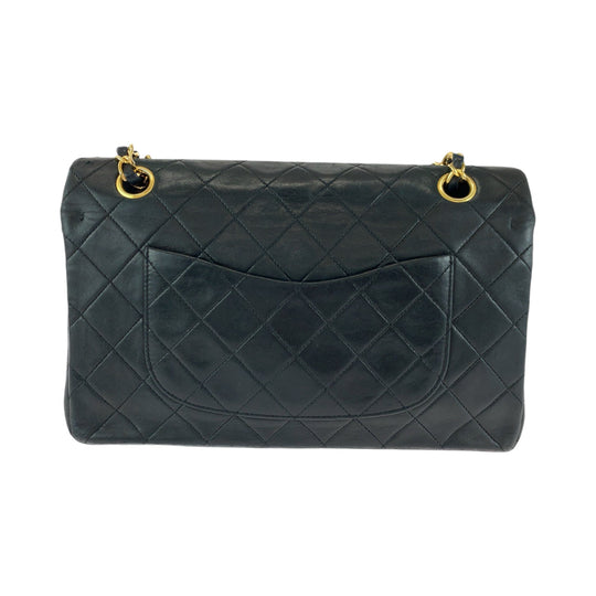 CHANEL Shoulder Bag lambskin Black GoldMetal ChainShoulder Bag Handbag Mattasse double flap COCO Mark Turnlock Women Used Authentic