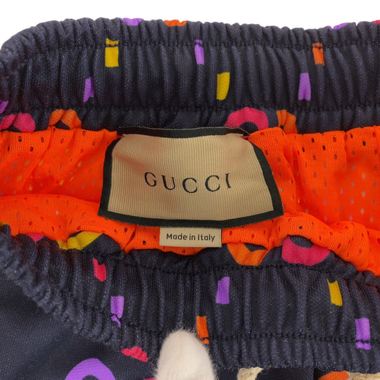 GUCCI Shorts 701630 Polyester, Cotton Navy orange Shorts Half pants GG pattern mens S Used Authentic