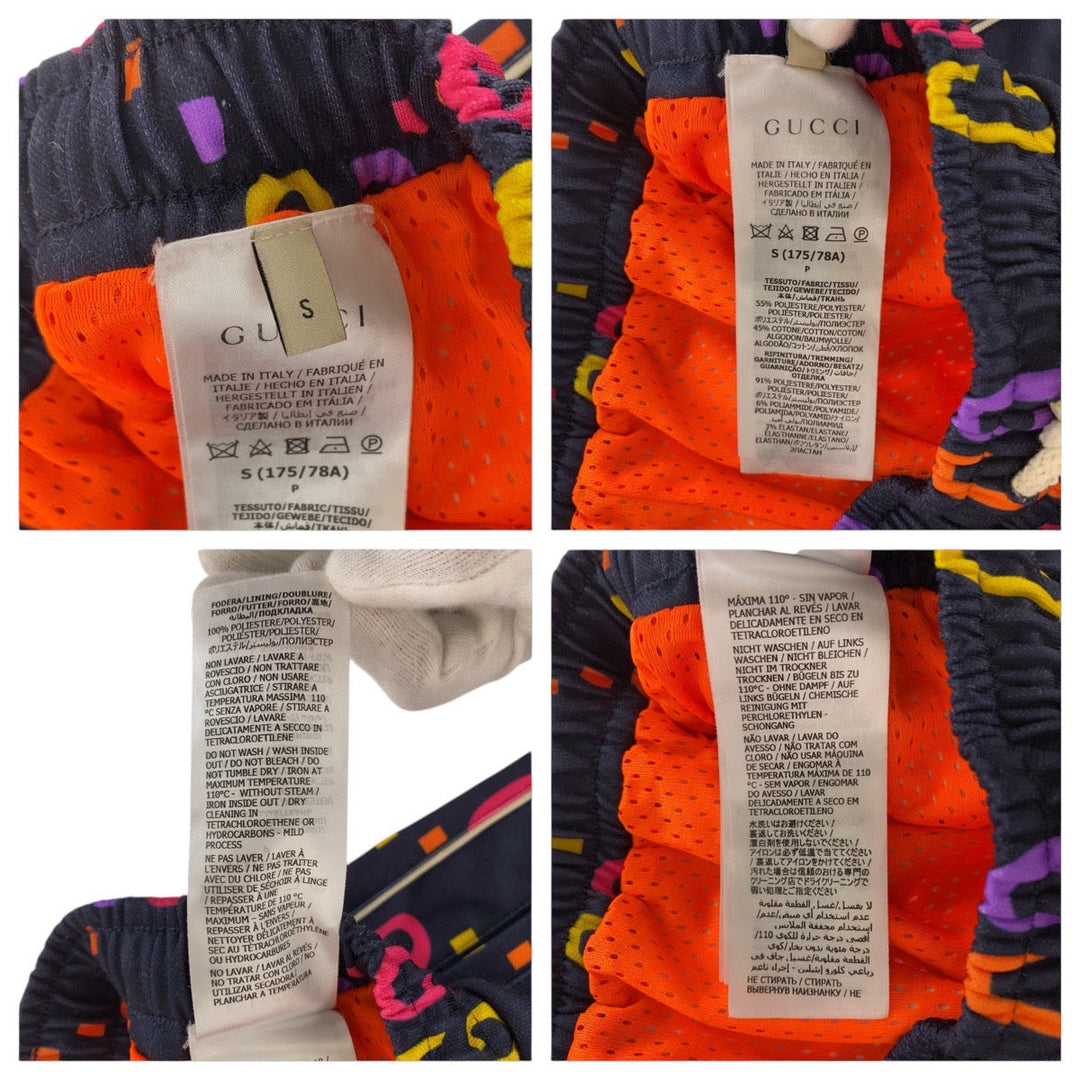 GUCCI Shorts 701630 Polyester, Cotton Navy orange Shorts Half pants GG pattern mens S Used Authentic