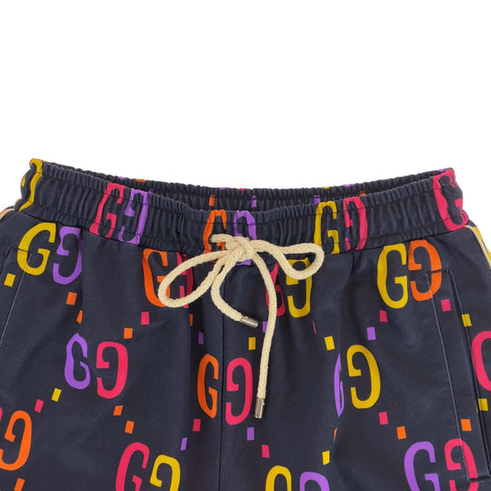 GUCCI Shorts 701630 Polyester, Cotton Navy orange Shorts Half pants GG pattern mens S Used Authentic
