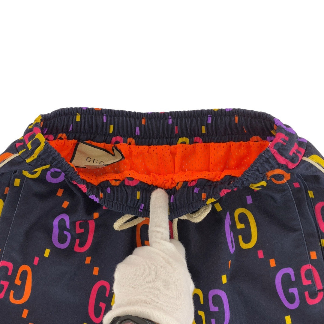 GUCCI Shorts 701630 Polyester, Cotton Navy orange Shorts Half pants GG pattern mens S Used Authentic