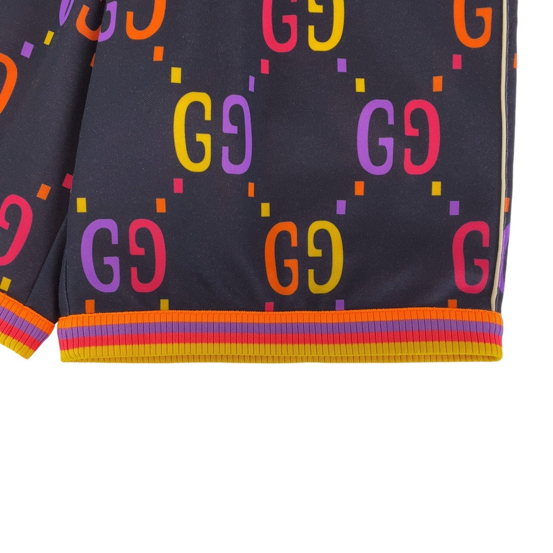 GUCCI Shorts 701630 Polyester, Cotton Navy orange Shorts Half pants GG pattern mens S Used Authentic