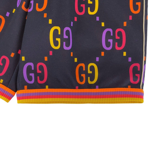GUCCI Shorts 701630 Polyester, Cotton Navy orange Shorts Half pants GG pattern mens S Used Authentic
